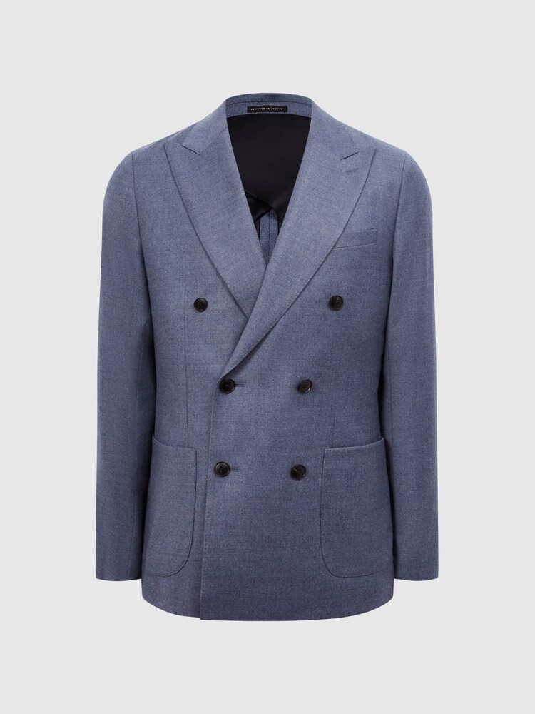Reiss Airforce Blue Marquee Double Breasted Wool Blend Slim Fit Blazer - Image 2 of 8