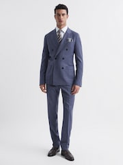 Reiss Airforce Blue Marquee Double Breasted Wool Blend Slim Fit Blazer - Image 3 of 8