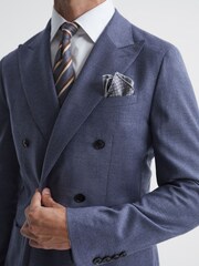 Reiss Airforce Blue Marquee Double Breasted Wool Blend Slim Fit Blazer - Image 4 of 8