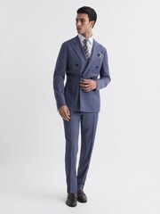 Reiss Airforce Blue Marquee Double Breasted Wool Blend Slim Fit Blazer - Image 6 of 8