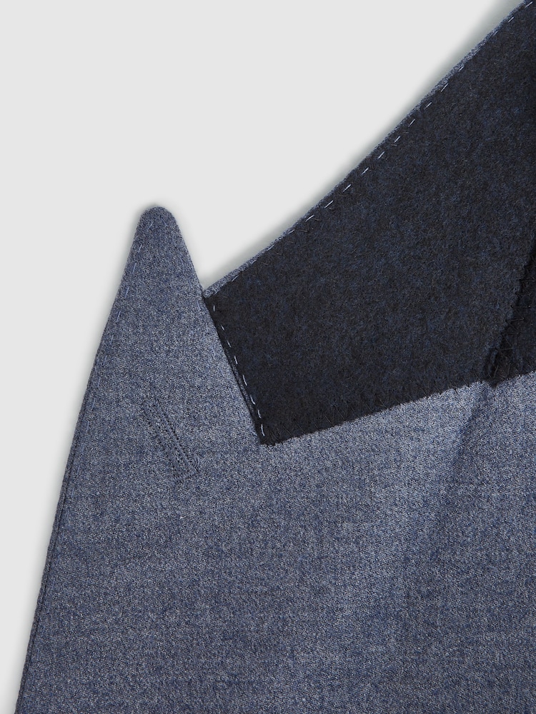 Reiss Airforce Blue Marquee Double Breasted Wool Blend Slim Fit Blazer - Image 8 of 8