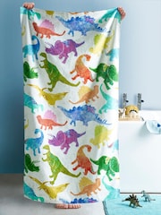 Multi Children's Bright Dinosaur 100% Cotton Towel - Image 1 of 2