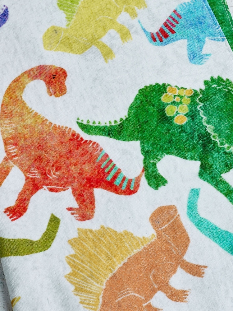 Multi Children's Bright Dinosaur 100% Cotton Towel - Image 2 of 2