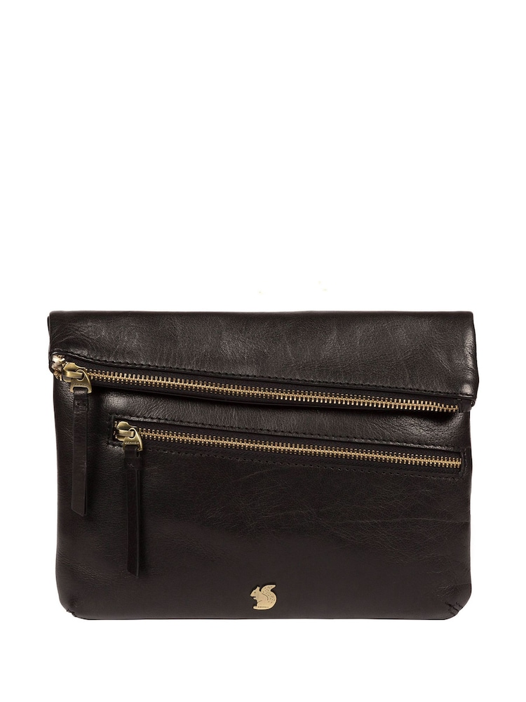 Schwarz - Conkca Flare Clutch aus Leder - Bild 2 von 4