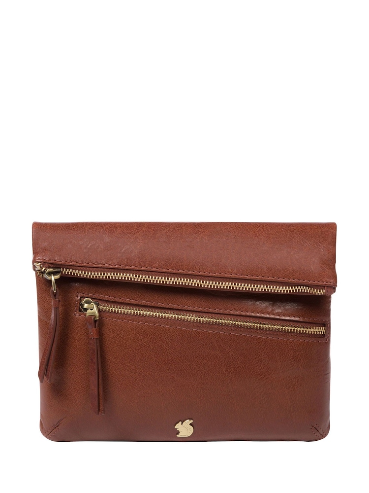 Kastanienbraun - Conkca Flare Clutch aus Leder - Bild 1 von 3