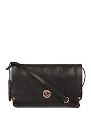 Pure Luxuries London Ermes Black Leather Cross-Body Clutch Bag - Image 1 of 5