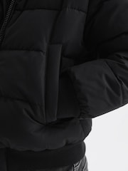 Reiss Black Frost Junior Faux Fur Trim Puffer Jacket - Image 4 of 7