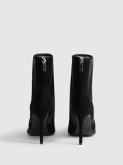 Reiss Black Dahlia Suede Sheer Heeled Ankle Boots - Image 5 of 6