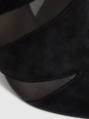 Reiss Black Dahlia Suede Sheer Heeled Ankle Boots - Image 6 of 6