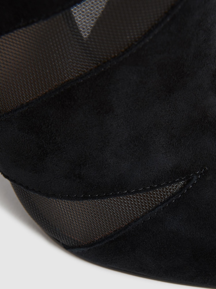 Reiss Black Dahlia Suede Sheer Heeled Ankle Boots - Image 6 of 6