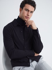 Reiss Navy Forbes Merino Wool Button-Through Cardigan - Image 1 of 8