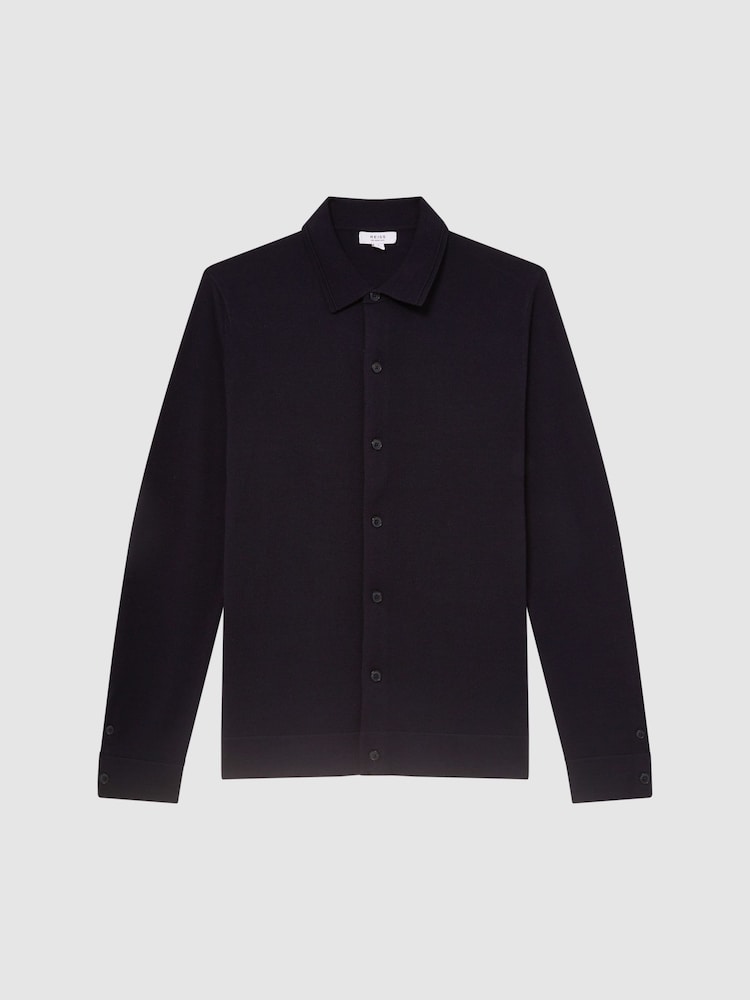 Reiss Navy Forbes Merino Wool Button-Through Cardigan - Image 2 of 8