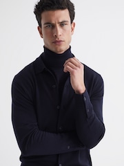 Reiss Navy Forbes Merino Wool Button-Through Cardigan - Image 4 of 8
