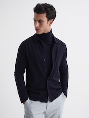 Reiss Navy Forbes Merino Wool Button-Through Cardigan - Image 6 of 8