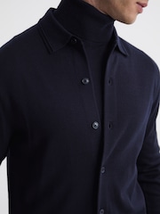 Reiss Navy Forbes Merino Wool Button-Through Cardigan - Image 7 of 8