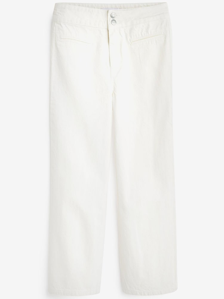 Weiß - Kurz geschnittene Jeans mit weitem Bein - Bild 3 von 3 Weiß - Kurz geschnittene Jeans mit weitem Bein - Bild 3 von 3