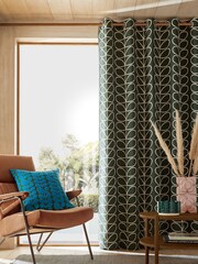 Orla Kiely Green Linear Stem Eyelet Curtains - Image 1 of 3