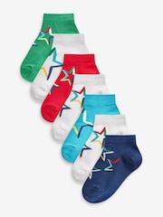 White/Blue/Red Star Cotton Rich Trainer Socks 7 Pack - Image 1 of 1