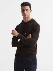 Reiss Bitter Chocolate Holland Merino Wool Hoodie - Image 1 of 7