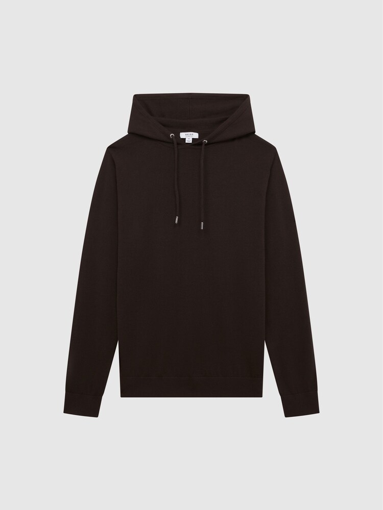 Reiss Bitter Chocolate Holland Merino Wool Hoodie - Image 2 of 7 Reiss Bitter Chocolate Holland Merino Wool Hoodie - Image 2 of 7