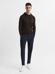 Reiss Bitter Chocolate Holland Merino Wool Hoodie - Image 3 of 7