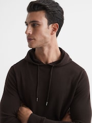 Reiss Bitter Chocolate Holland Merino Wool Hoodie - Image 4 of 7
