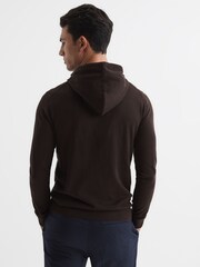 Reiss Bitter Chocolate Holland Merino Wool Hoodie - Image 5 of 7