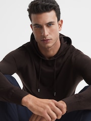 Reiss Bitter Chocolate Holland Merino Wool Hoodie - Image 6 of 7