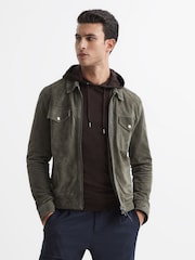 Reiss Bitter Chocolate Holland Merino Wool Hoodie - Image 7 of 7