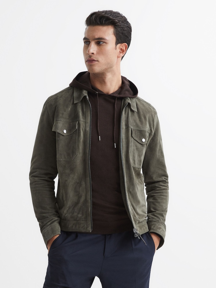 Reiss Bitter Chocolate Holland Merino Wool Hoodie - Image 7 of 7