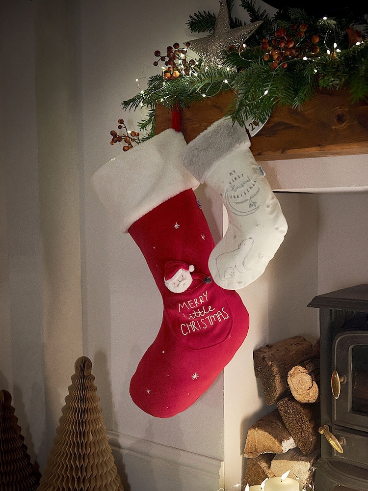 Mamas & Papas Red Christmas Large Santa Stocking - Image 1 of 2
