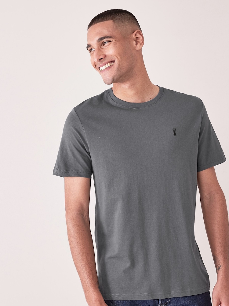 Slate Grey Regular Fit 100% Cotton Stag T-Shirt - Image 1 of 4