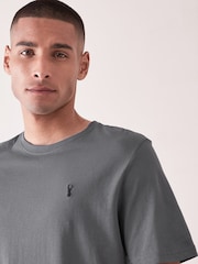 Slate Grey Regular Fit 100% Cotton Stag T-Shirt - Image 3 of 4
