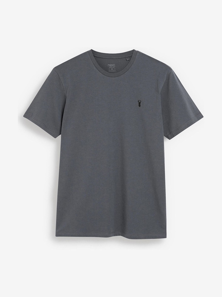 Slate Grey Regular Fit 100% Cotton Stag T-Shirt - Image 4 of 4