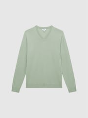 Reiss Apple Earl Merino Wool V-Neck Jumper - Image 2 of 6