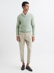 Reiss Apple Earl Merino Wool V-Neck Jumper - Image 3 of 6