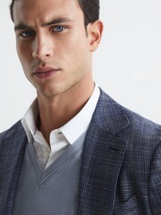 Reiss Dove Blue Earl Merino Wool V-Neck Jumper - Image 4 of 6