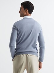 Reiss Dove Blue Earl Merino Wool V-Neck Jumper - Image 5 of 6