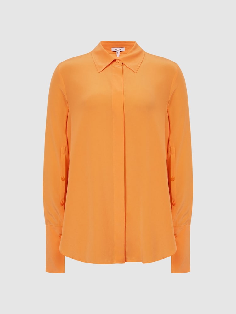 Reiss Orange Kia Silk Shirt - Image 2 of 9 Reiss Orange Kia Silk Shirt - Image 2 of 9