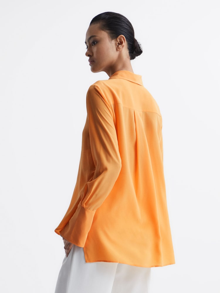 Reiss Orange Kia Silk Shirt - Image 5 of 9