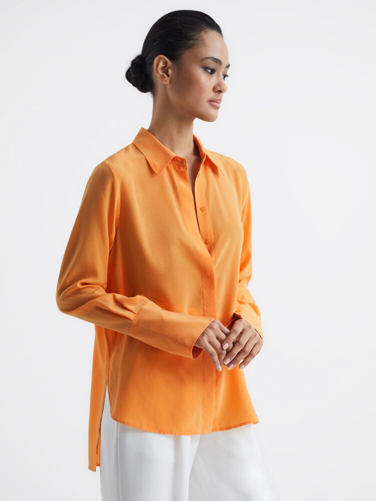 Reiss Orange Kia Silk Shirt - Image 7 of 9
