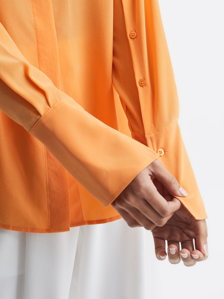 Reiss Orange Kia Silk Shirt - Image 8 of 9
