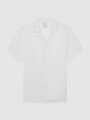 Reiss White Rufus Linen Cuban Collar Shirt - Image 2 of 6