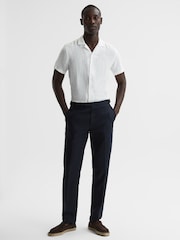 Reiss White Rufus Linen Cuban Collar Shirt - Image 3 of 6