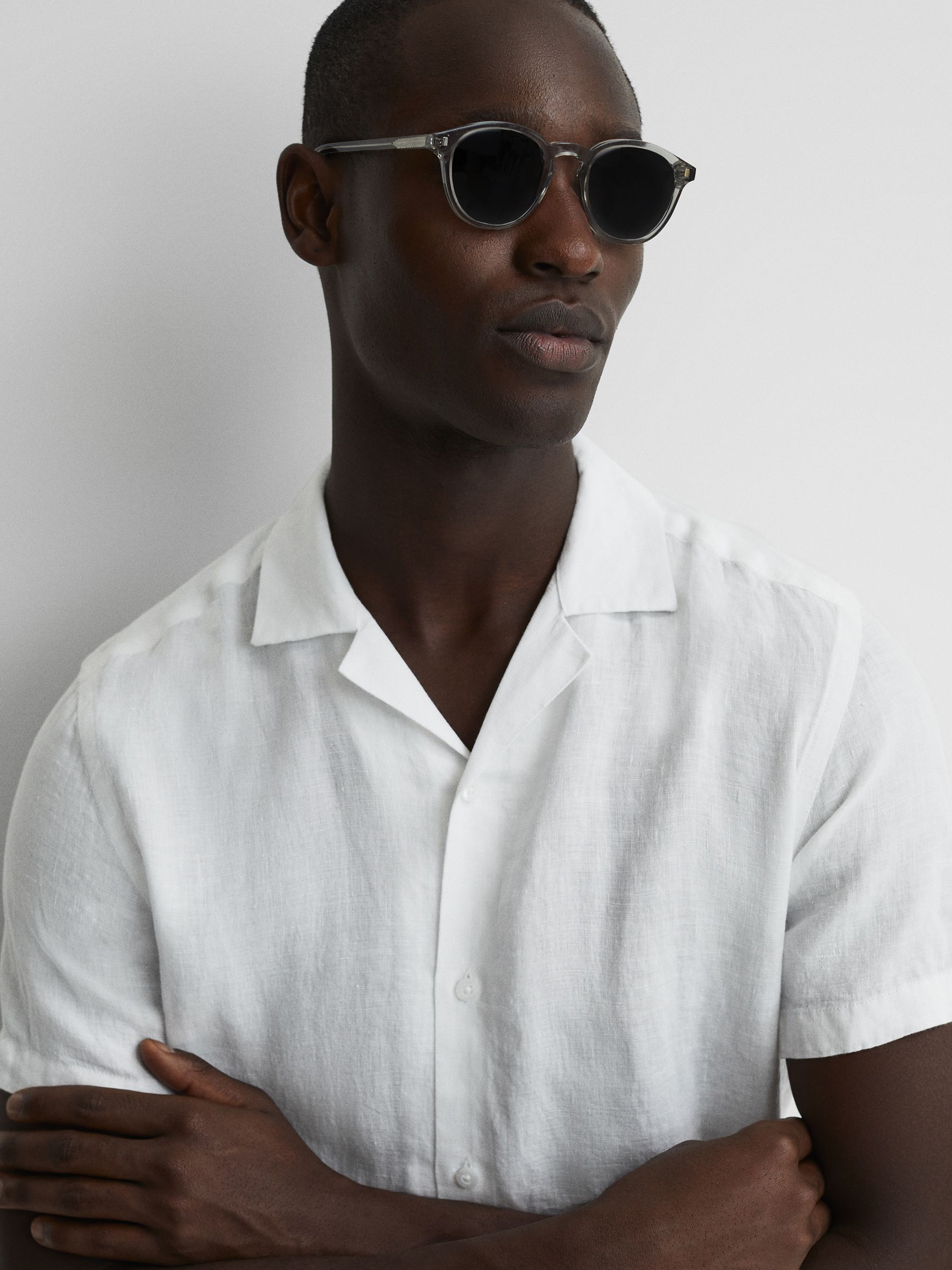 Buy Reiss White Rufus Linen Cuban Collar Shirt from Next USA
