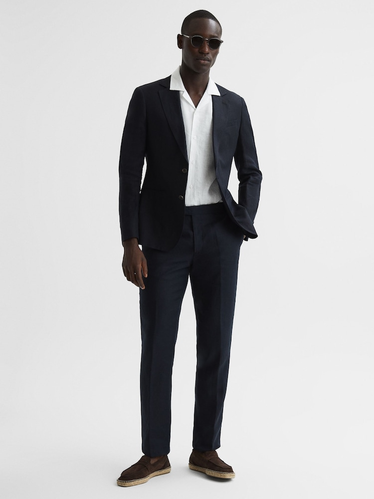 Reiss White Rufus Linen Cuban Collar Shirt - Image 6 of 6