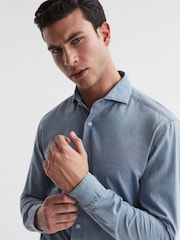 Reiss Blue Draper Washed Chambray Shirt - Image 4 of 6