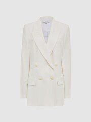 Reiss White Tatum Crepe Double Breasted Blazer - Image 2 of 7
