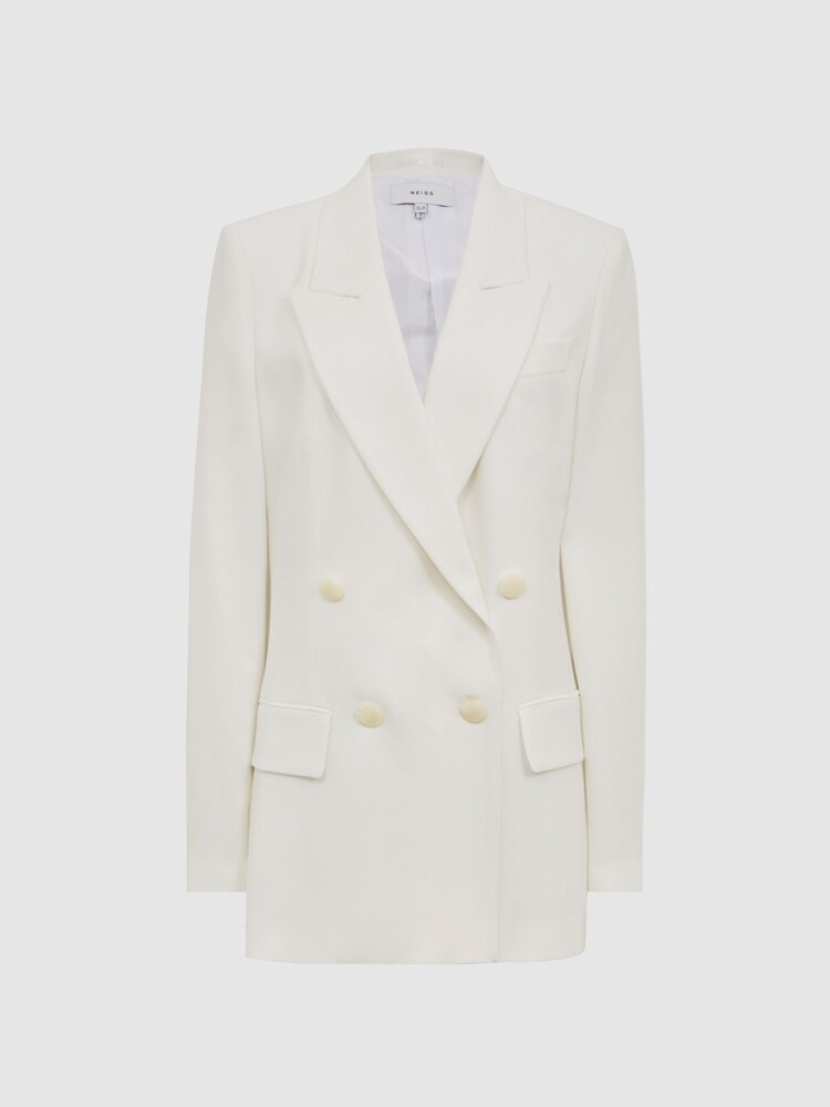 Reiss White Tatum Crepe Double Breasted Blazer - Image 2 of 7 Reiss White Tatum Crepe Double Breasted Blazer - Image 2 of 7