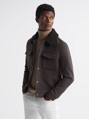Reiss Mouse Melange Jackson Wool Blend Blouson Jacket - Image 1 of 5